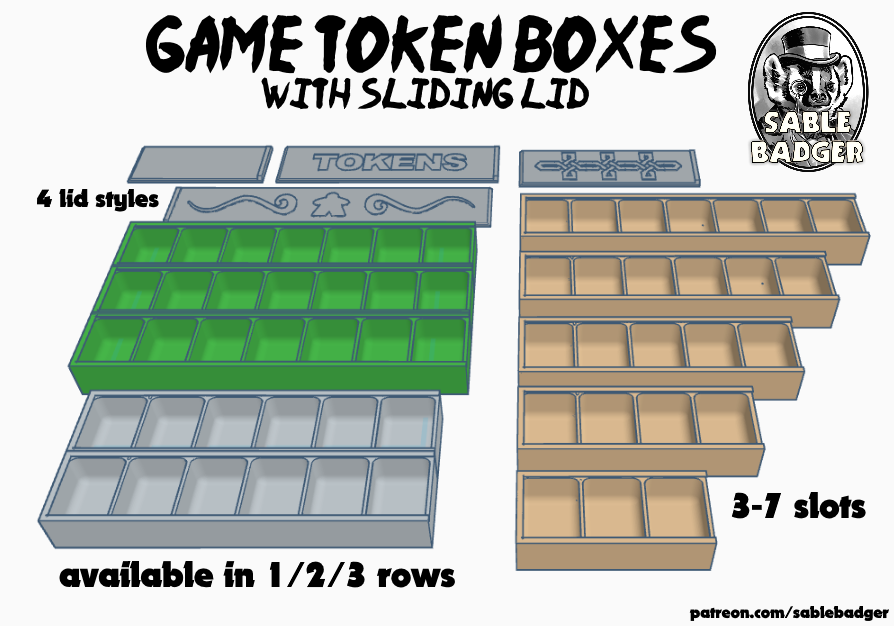 Game Token Box with Sliding Lid