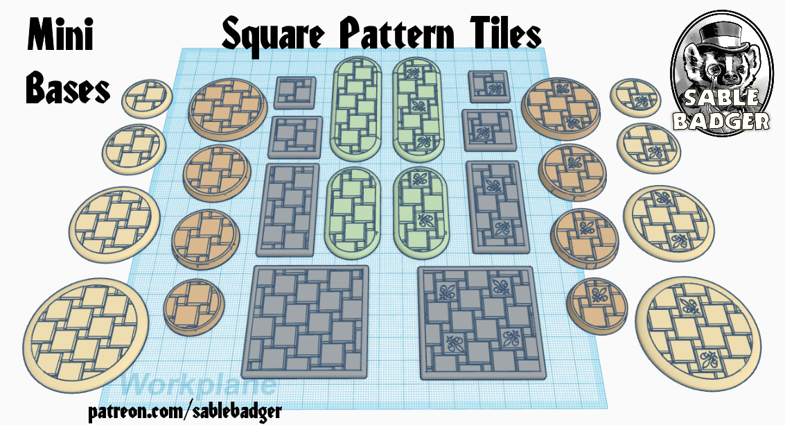 Mini Bases - Square Pattern Tiled