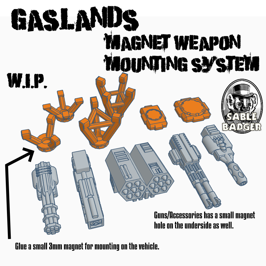 Gaslands - Magnet Mounted Weapons wip