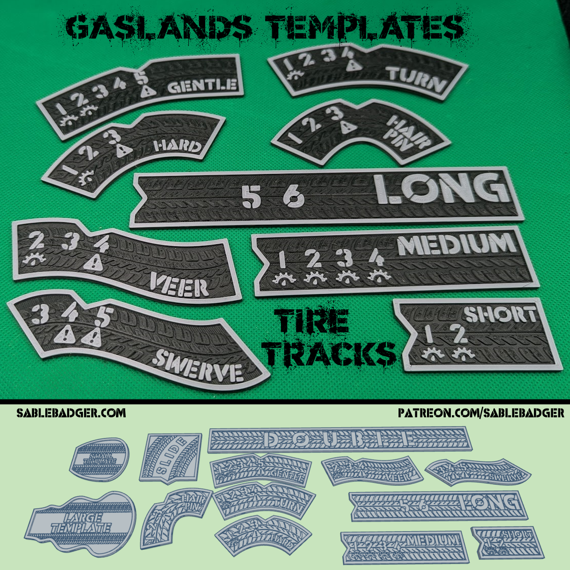 Gaslands - Templates - Tire Tracks