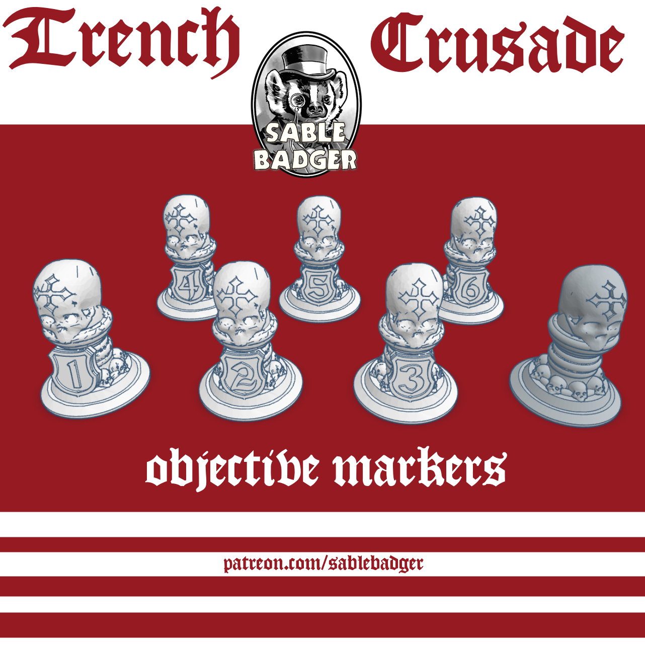 Objective Markers - Trench Crusade 30mm Skulls