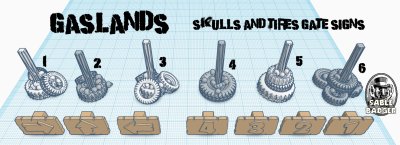 Gaslands - Tires and Skulls gate signs