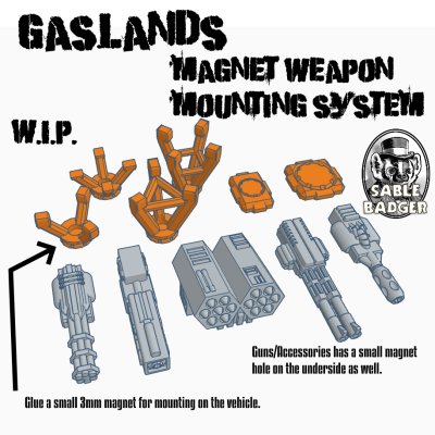 Gaslands - Magnet Mounted Weapons wip